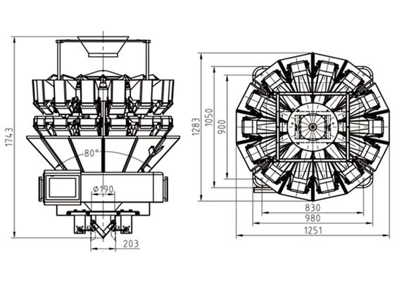 Il pesatore capo dello spuntino 8A 1220mm 10 Multihead